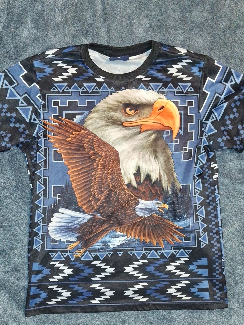Nu Trendz Graphic Bald Eagle Tee in Blue and Black